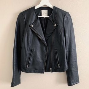 Joie black leather jacket tight small